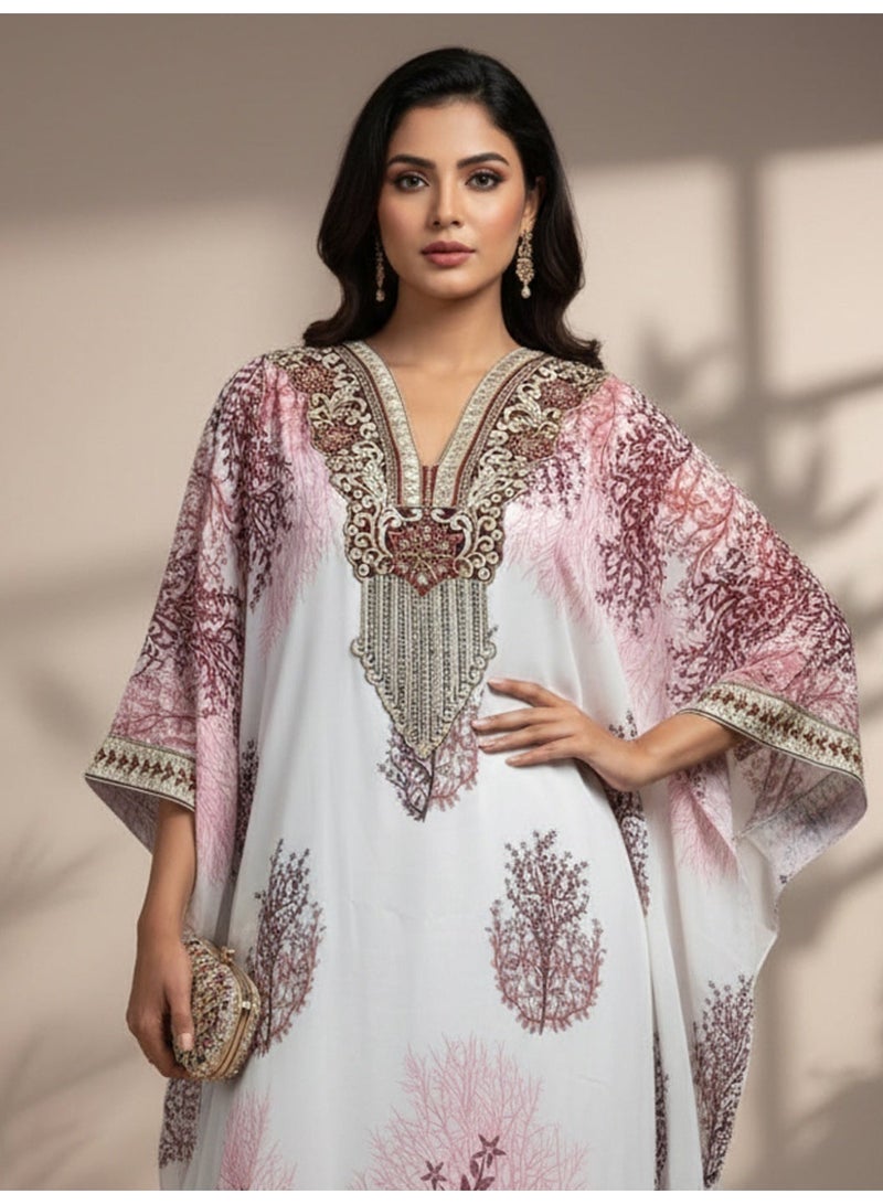 الايا كفتان شيفون مطرز يدوياً شيكانكاري - Image 3